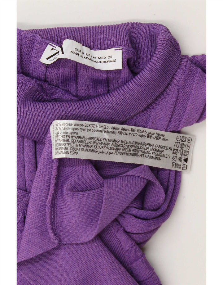Zara Mujer Crop Vest Top UK 42 Viscosa Púrpura Mediana
