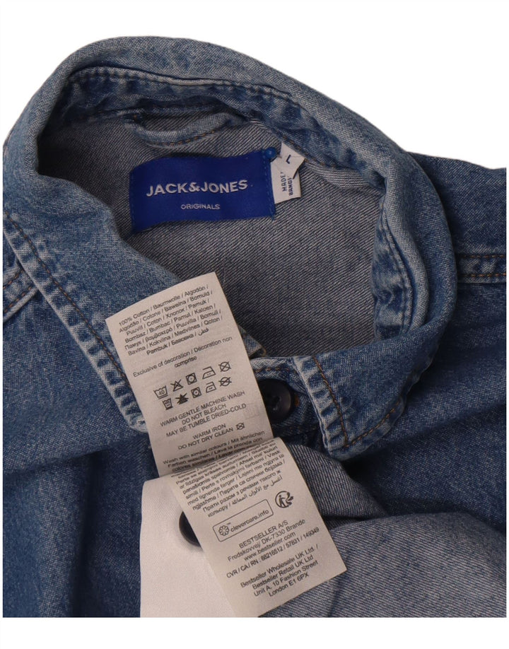 Jack & Jones Hombre Camisa Vaquera Grande Algodón Azul