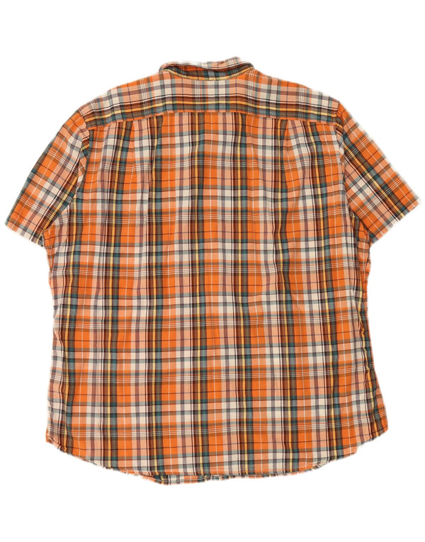 EDDIE BAUER Camisa de manga corta para hombre 2XL Algodón a cuadros naranja