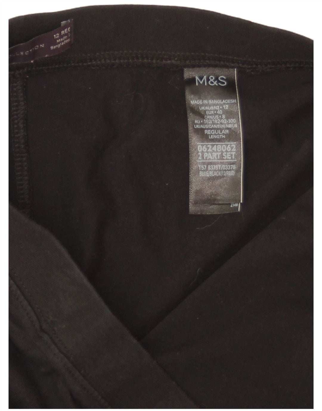 Marks & Spencer Leggings para mujer Reino Unido 12 Mediano Algodón negro