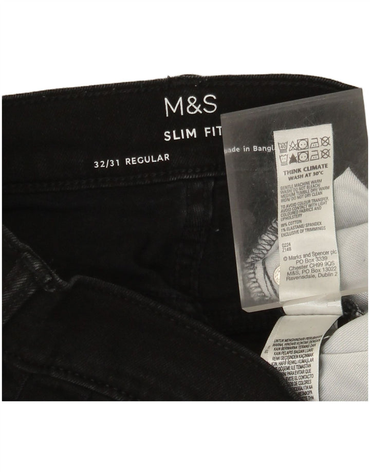 Marks & Spencer Vaqueros ajustados regulares para hombre W32 L31 Algodón negro