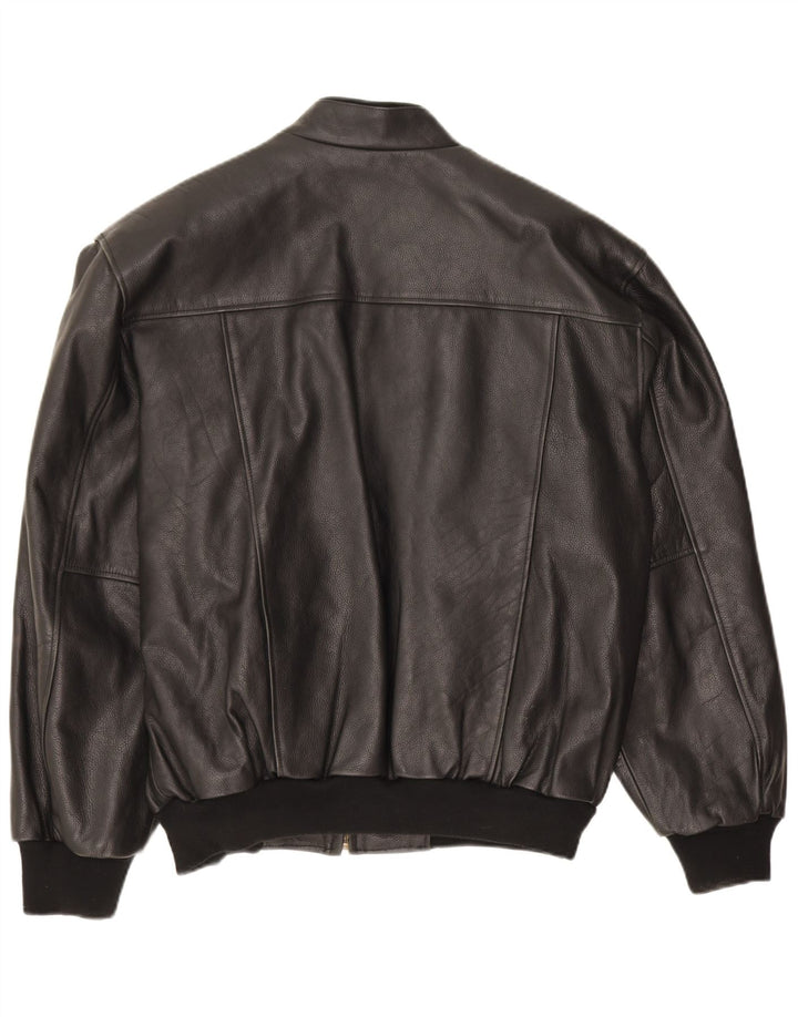 Chaqueta de cuero vintage para hombre Reino Unido 42 XL Negro