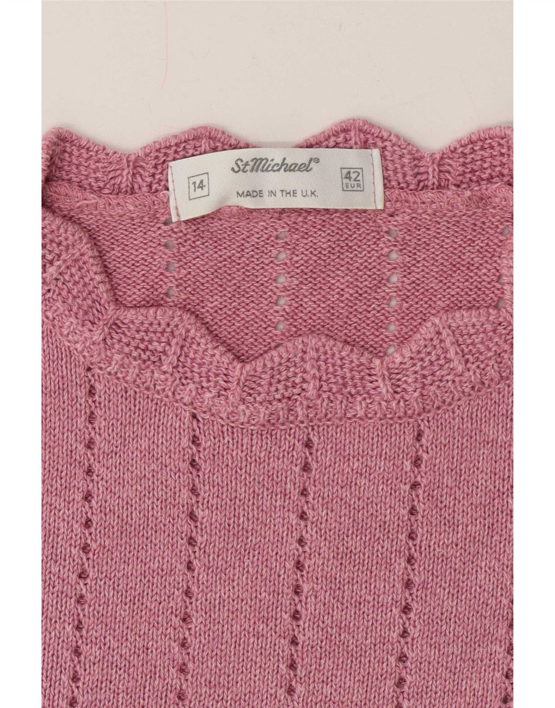 St Michael - Jersey de manga corta con cuello redondo para mujer, talla 40, color rosa medio