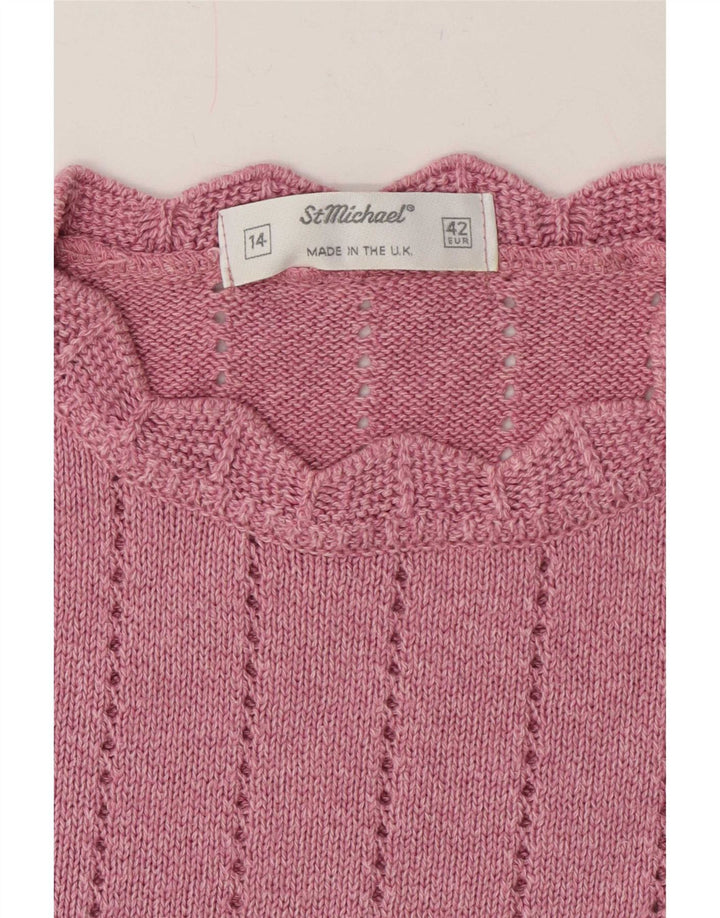 St Michael - Jersey de manga corta con cuello redondo para mujer, talla 40, color rosa medio