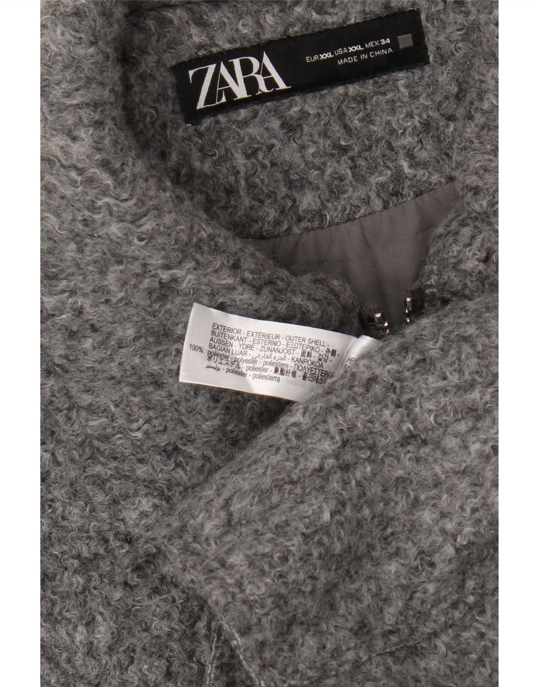 Zara Mujer Crop Bomber Jacket UK 20 2XL Gris Poliéster