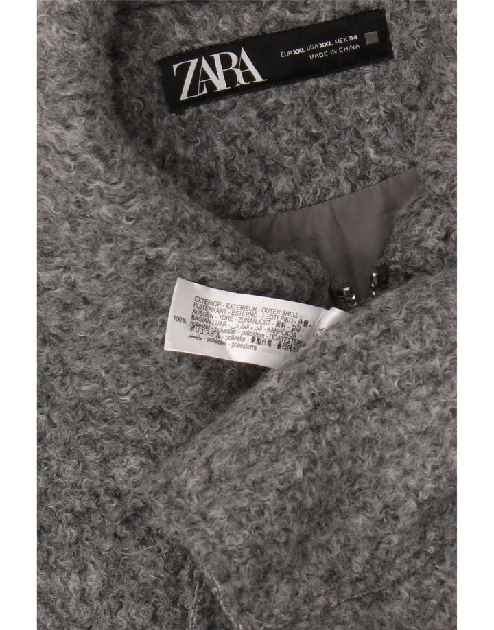 Zara Mujer Crop Bomber Jacket UK 20 2XL Gris Poliéster