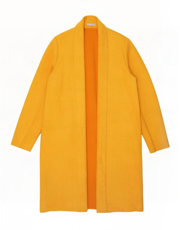 Zara Mujer Abrigo Abierto ES 40 XL Poliéster Amarillo
