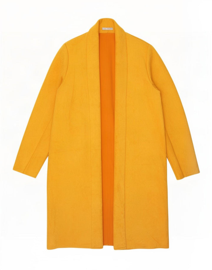 Zara Mujer Abrigo Abierto ES 40 XL Poliéster Amarillo