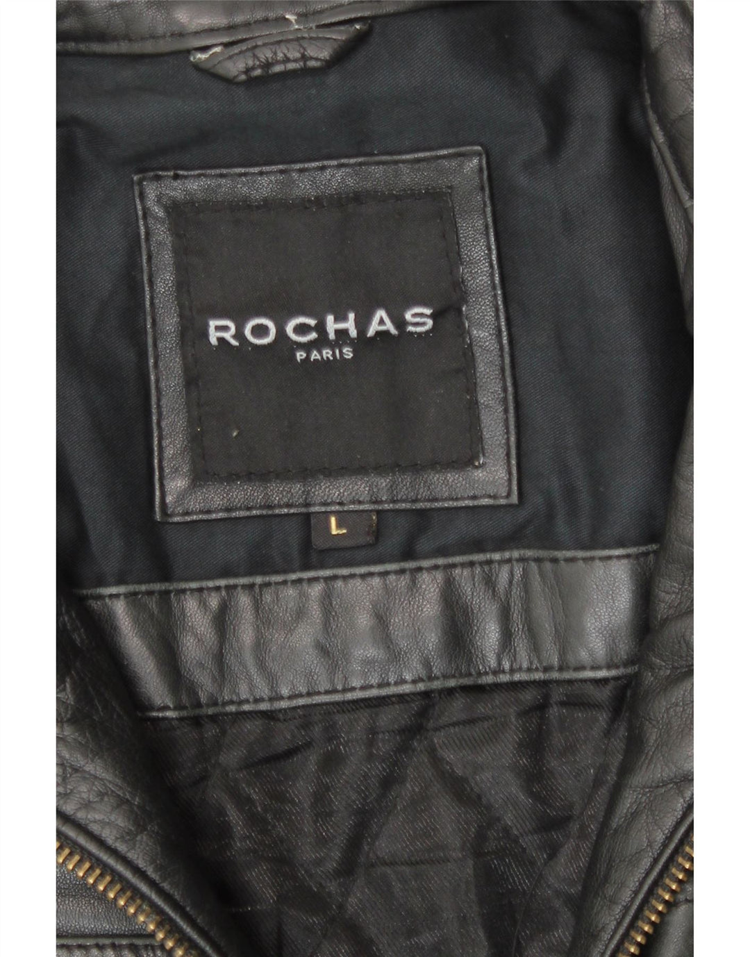 Rochas Chaqueta de cuero para hombre UK 40 Cuero negro grande