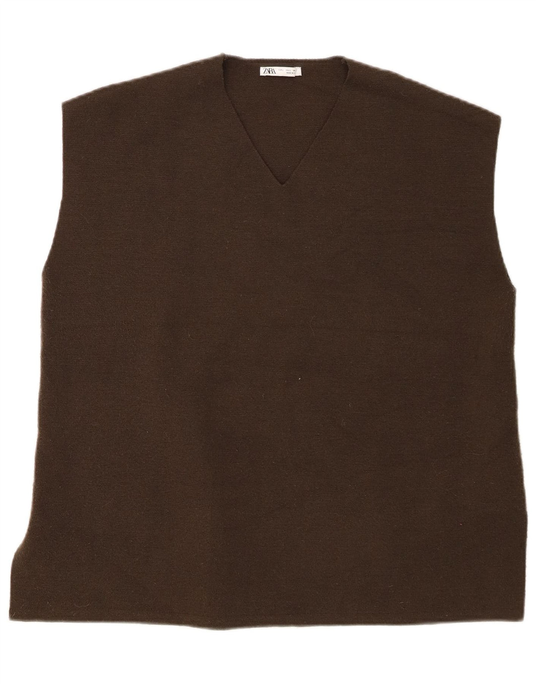 Zara Mujer Chaleco Camiseta Sin Mangas UK 46 Grande Poliéster Verde