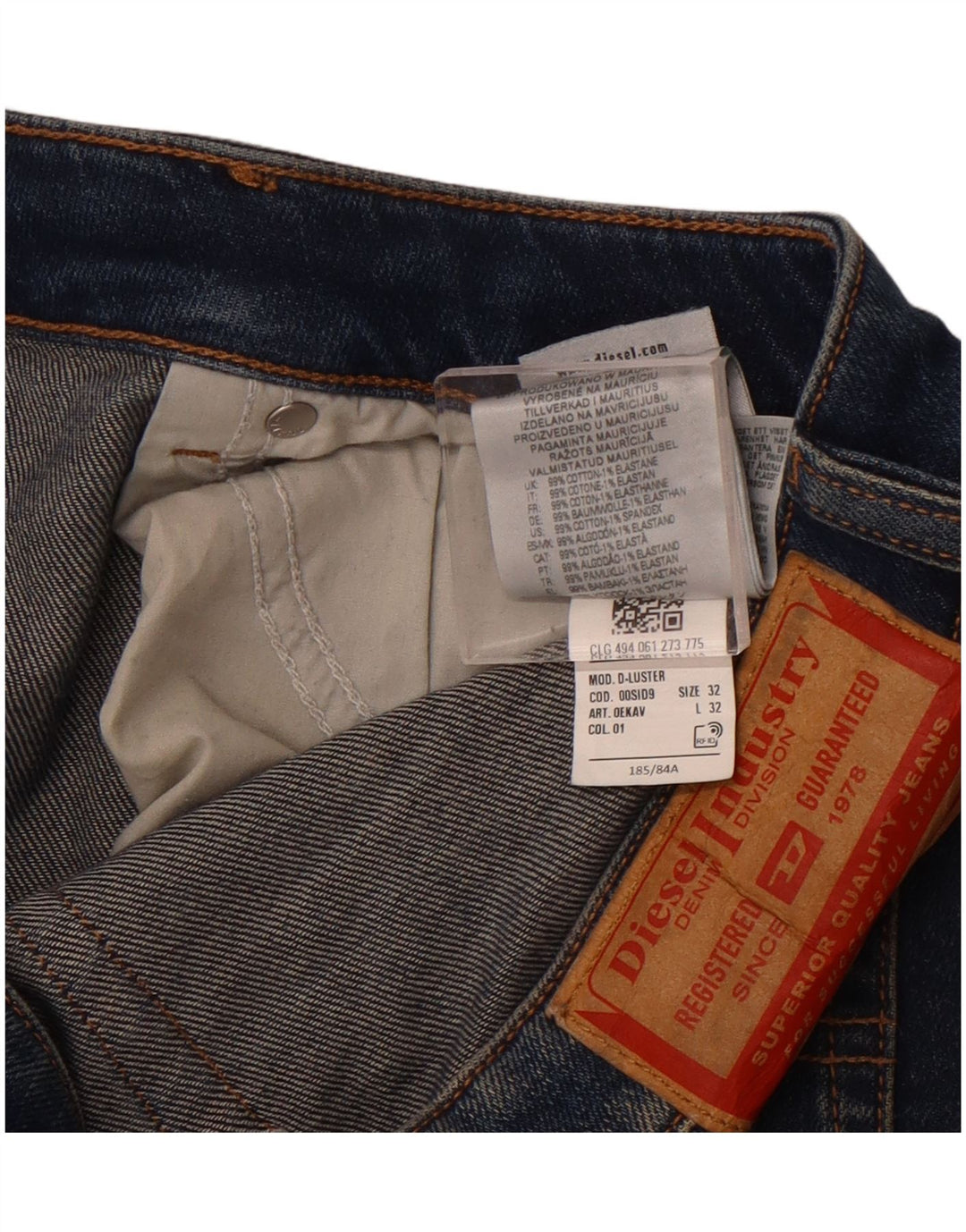 DIESEL Vaqueros Slim Hombre W32 L32 Azul Marino Algodón