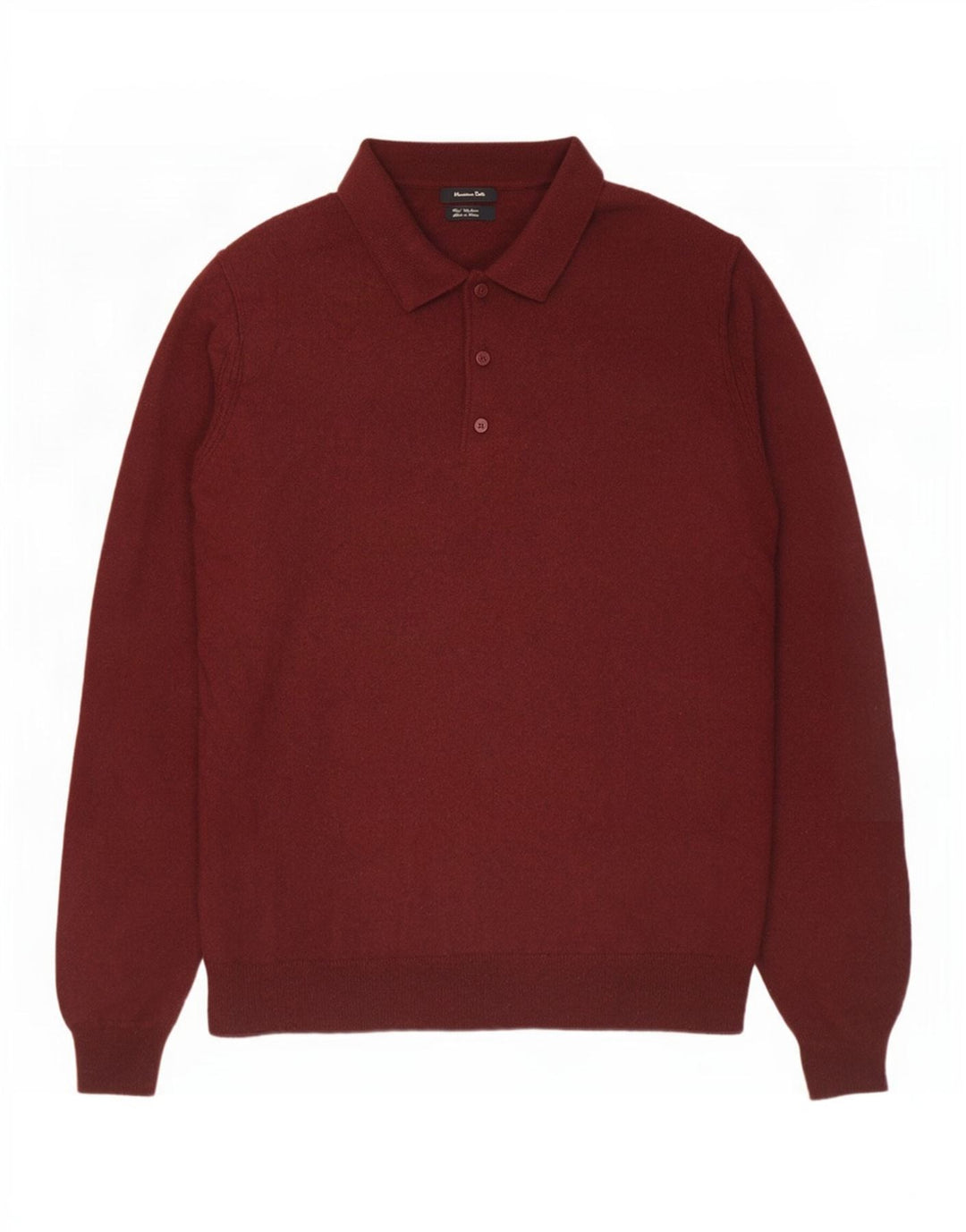 Massimo Dutti Hombre Polo Neck Jumper Sweater Large Lana Burdeos