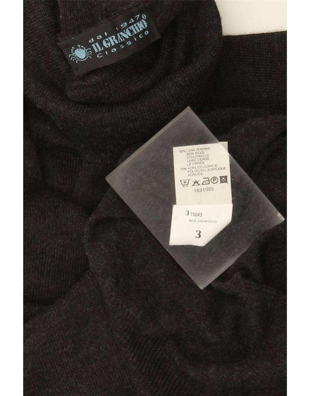 IL GRANCHIO Jersey con cuello vuelto para hombre de lana gris medio