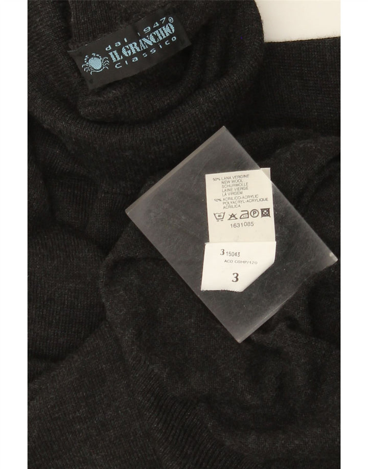 IL GRANCHIO Jersey con cuello vuelto para hombre de lana gris medio