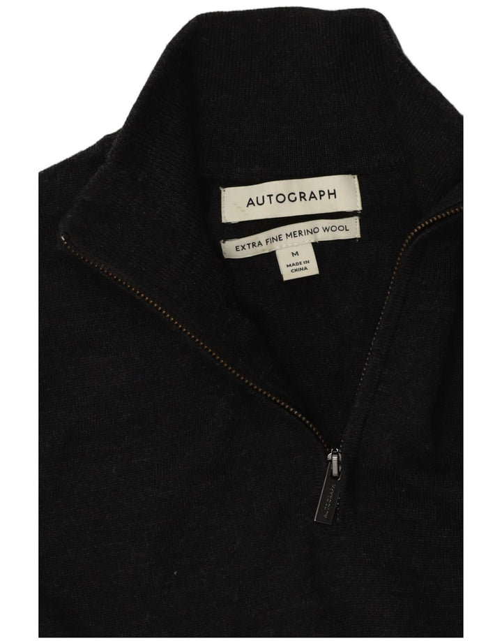 Marks & Spencer Hombre Autograph Zip Neck Jumper Sweater Gris Medio