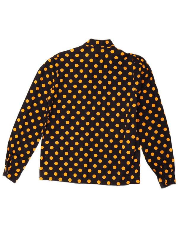 Vintage mujer camisa blusa EU 38 medio negro lunares algodón