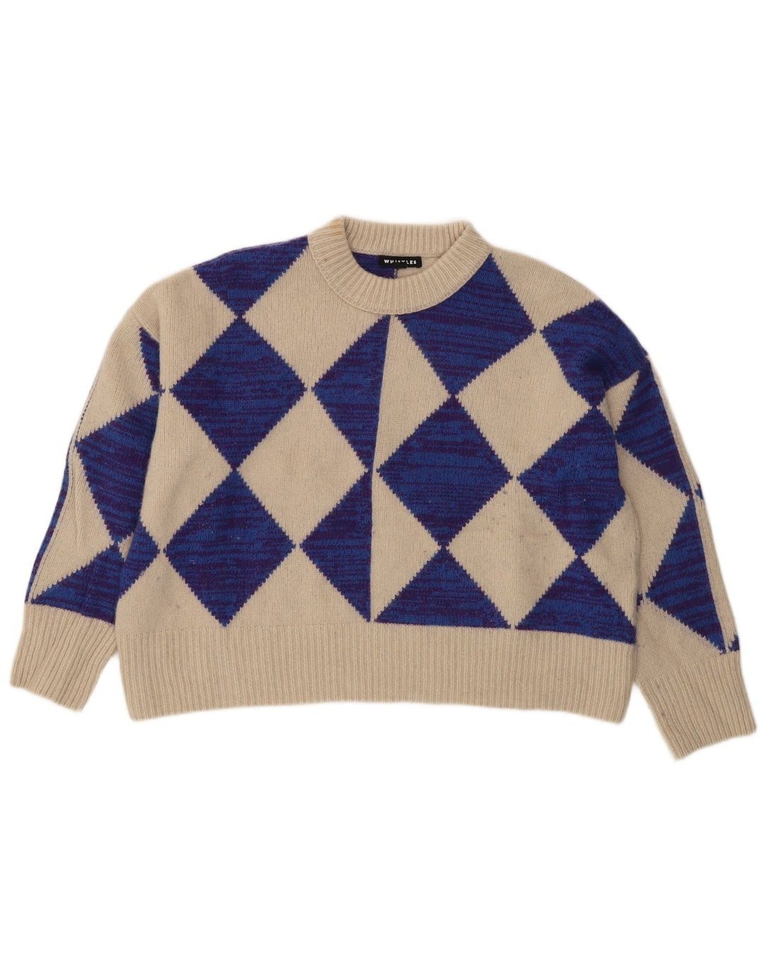 Whistle Suéter corto con cuello redondo para mujer UK 10 Small Beige Wool