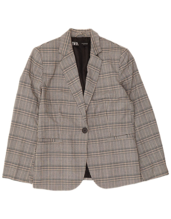 Zara Chaqueta Blazer De 1 Botón Para Mujer EU 38 Small Grey Houndstooth