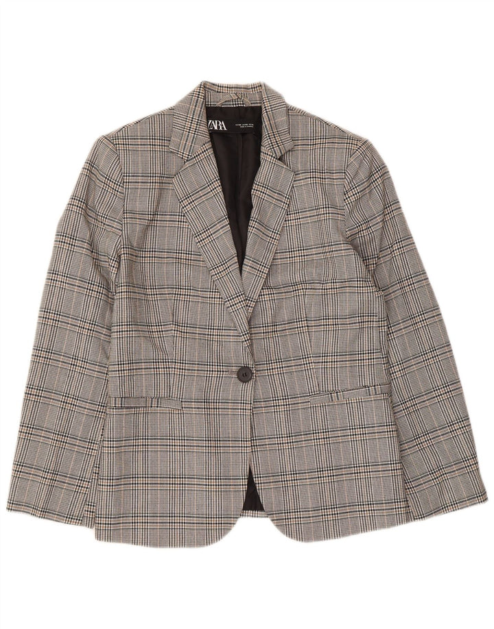 Zara Chaqueta Blazer De 1 Botón Para Mujer EU 38 Small Grey Houndstooth
