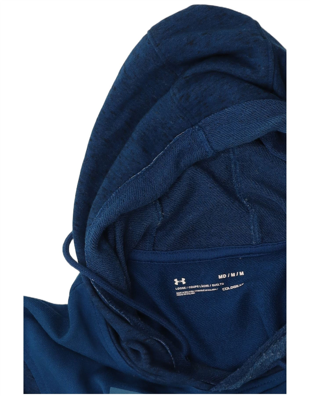 UNDER ARMOUR Jersey con capucha y estampado Cold Gear para hombre, color azul medio moteado