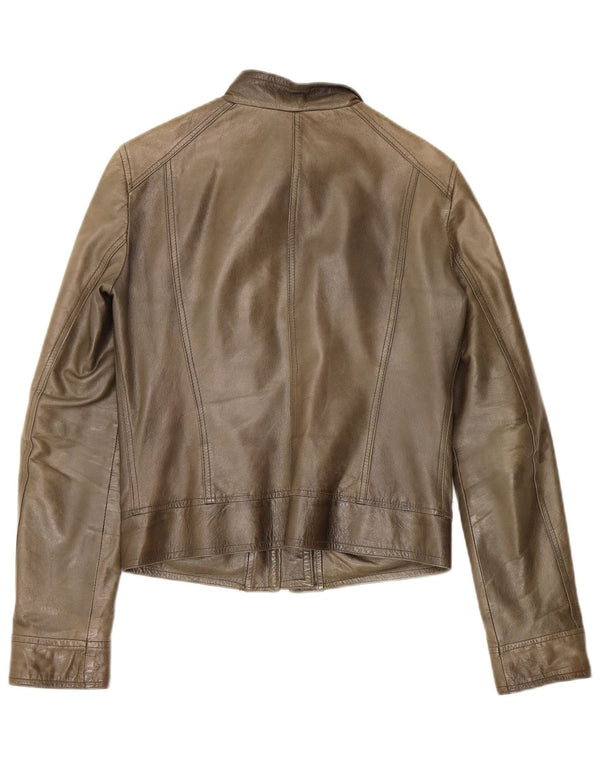 Chaqueta de cuero vintage para mujer IT 42 Cuero caqui medio