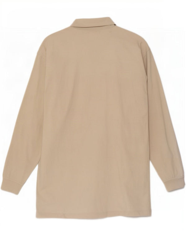 Adidas Hombre Camiseta Manga Larga UK 38/40 Medio Beige Algodón
