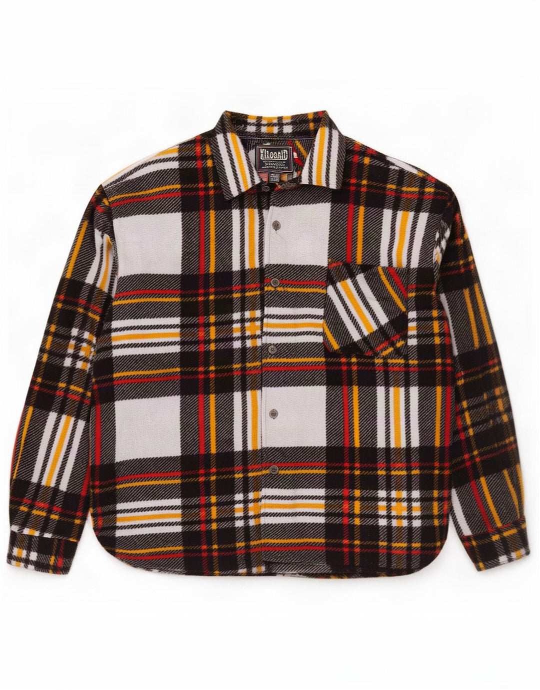Vintage hombres polar camisa grande multicolor poliéster a cuadros