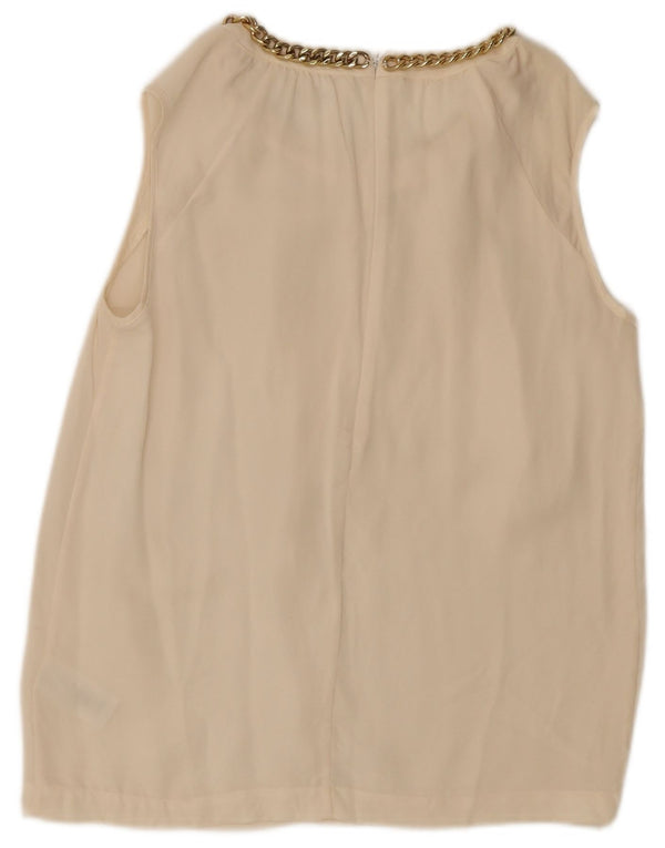 Michael Kors Blusa sin mangas para mujer Top UK 10 Small Off White Silk