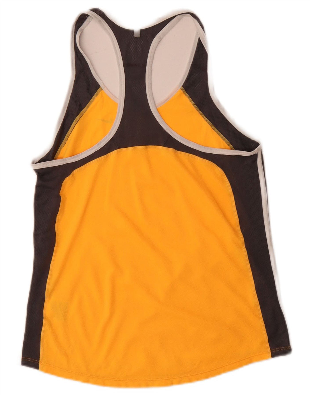Nike Camiseta sin mangas Dri Fit para mujer UK 40 Poliéster con bloques de color amarillo medio