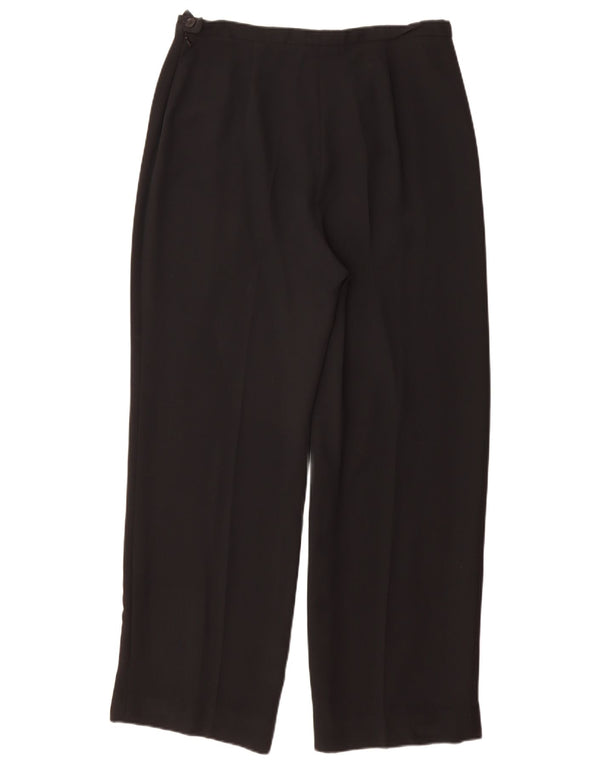 Max Mara Pantalones Casuales Rectos para Mujer UK 40 Large W32 L30 Acetato Negro