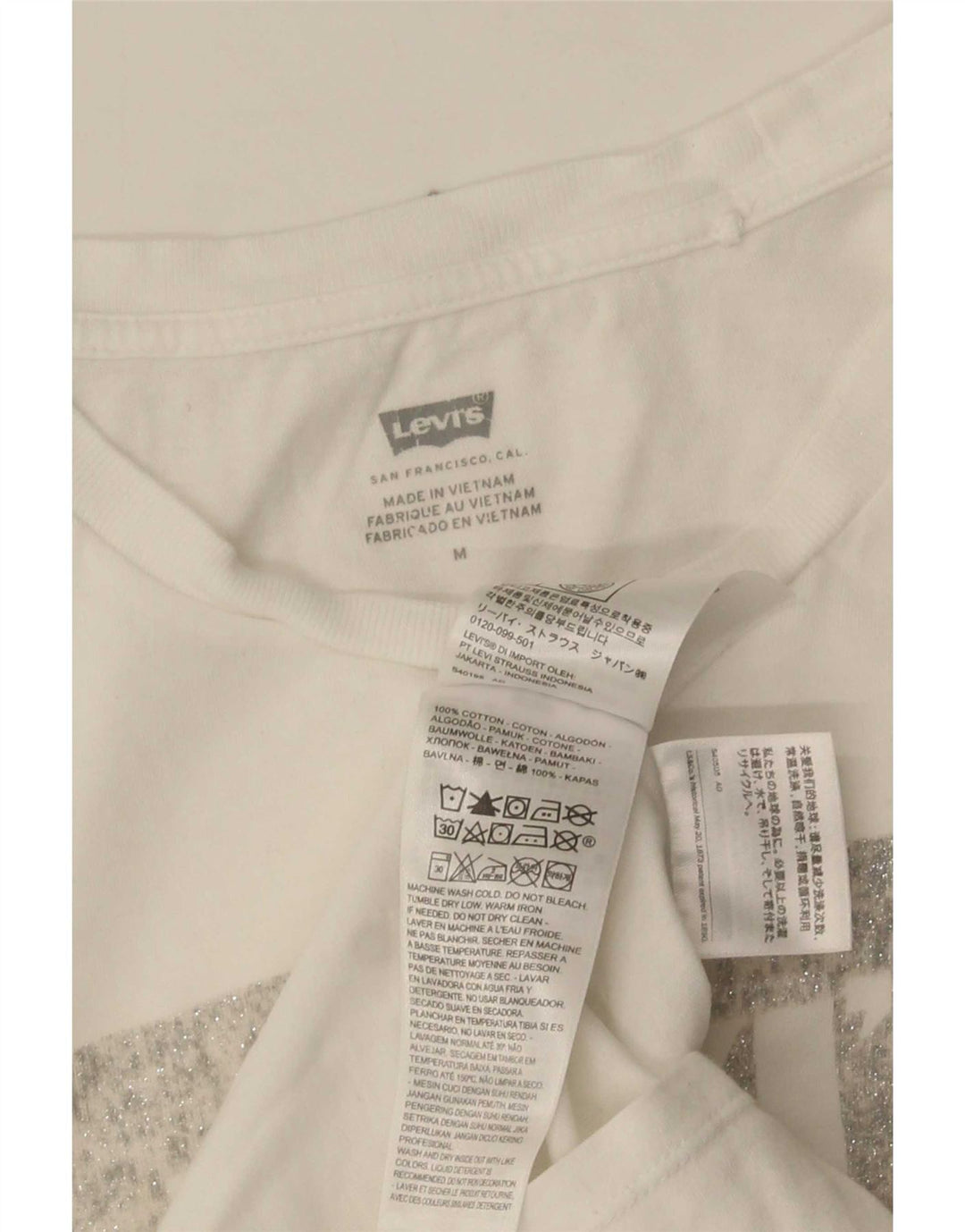 Levi's Camiseta gráfica para mujer Top UK 12 Medium White Cotton