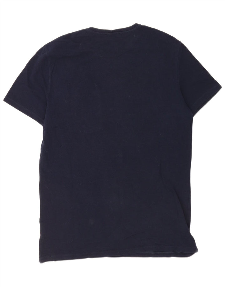 Benetton Hombre Camiseta Top Large Azul Marino Algodón