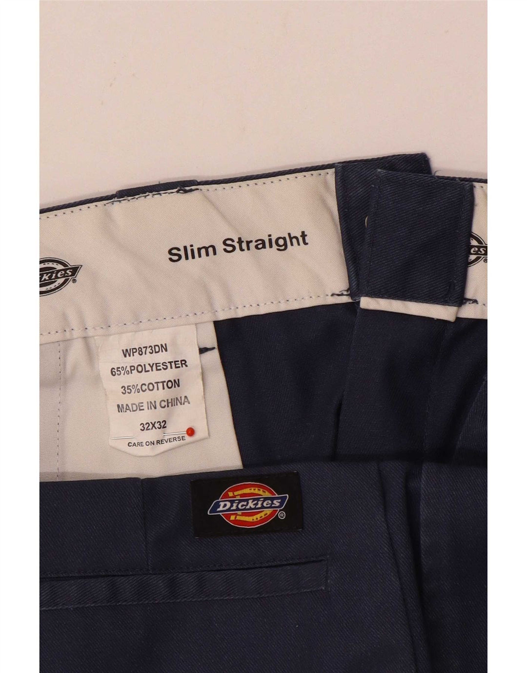 Dickies Pantalón chino recto y delgado para hombre W32 L32 Poliéster azul marino