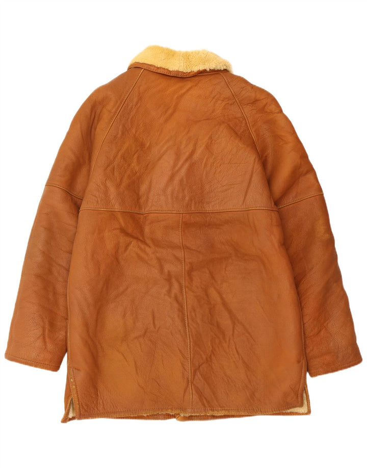 MABRUN Chaqueta de piel de oveja para hombre UK 36 Small Brown Leather