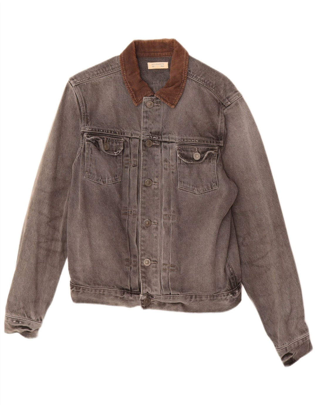 All Saints Chaqueta vaquera para hombre UK 36 Small Gris Algodón