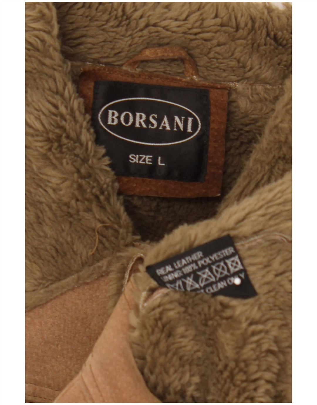 Borsani Chaqueta de cuero Sherpa para hombre Reino Unido 40 Grande Cuero marrón