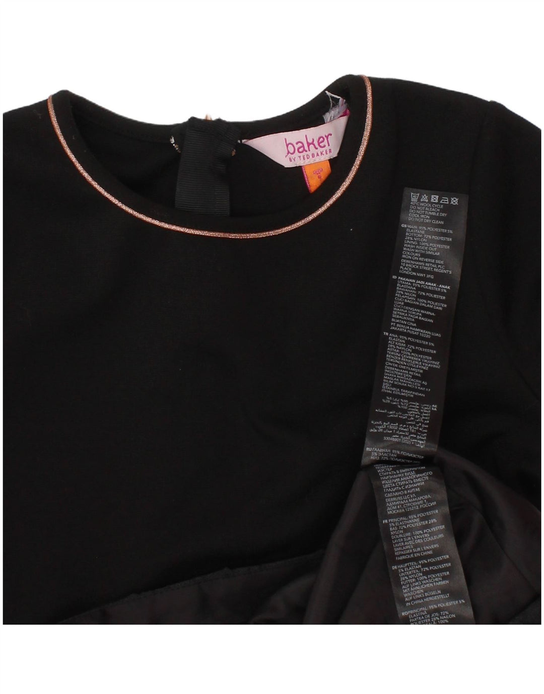 Ted Baker Vestido acampanado para niña 5-6 años Negro Poliéster