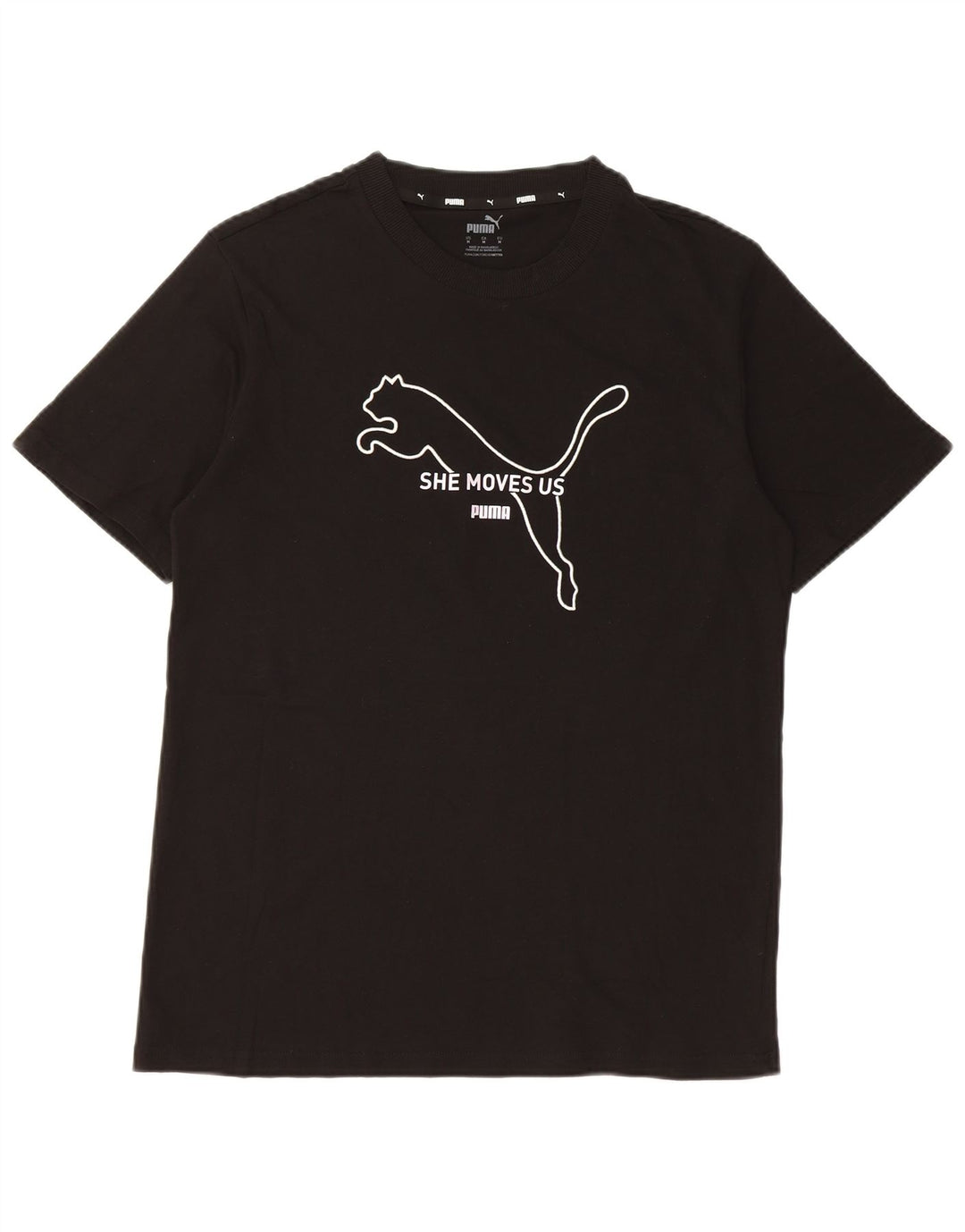 Puma - Camiseta gráfica para mujer, talla 40, talla M, color negro
