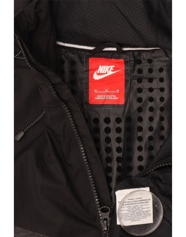 Nike - Chaqueta de chándal con capucha para hombre, nailon negro mediano