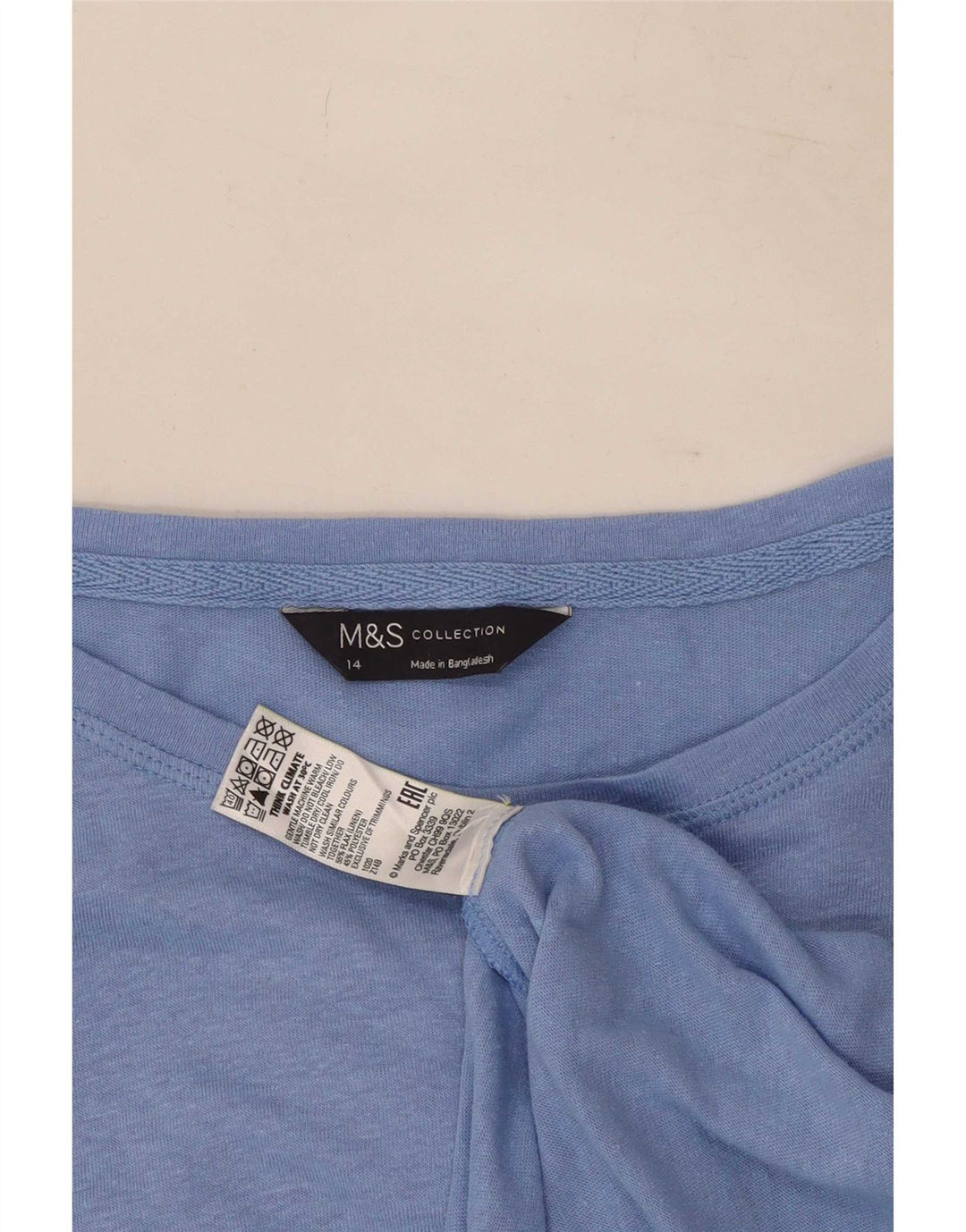 Marks & Spencer Top para mujer manga larga UK 44 Medium Blue Linen