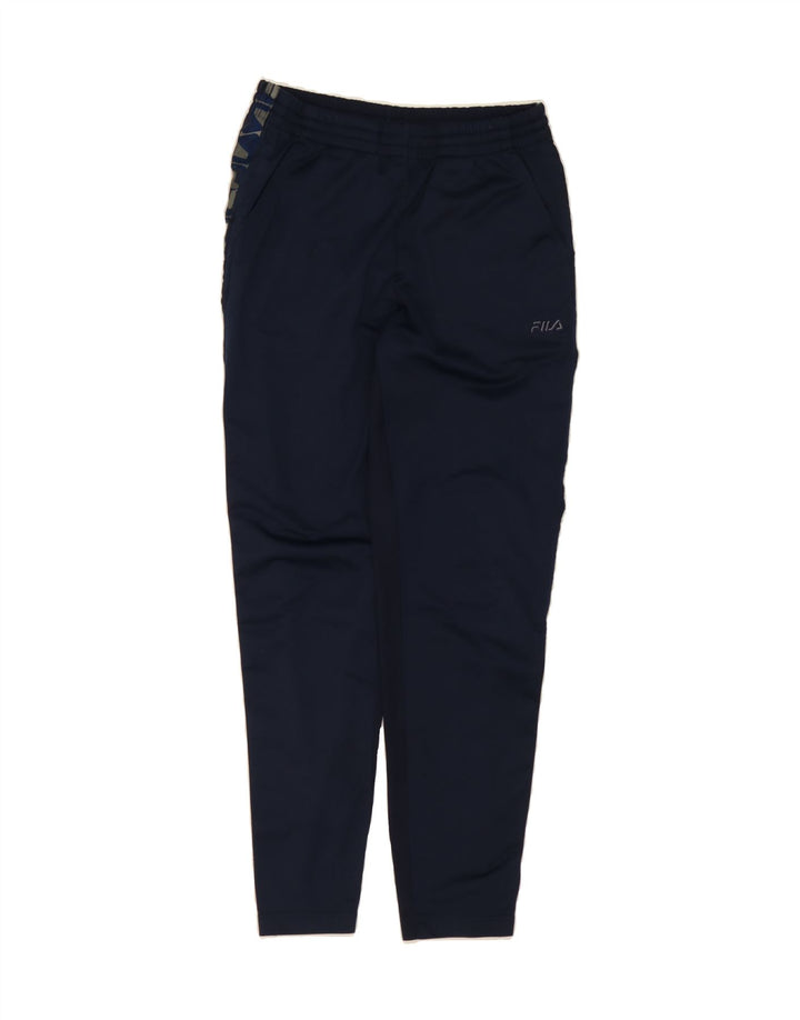 FILA Womens Graphic Tracksuit Trousers IT 44 Medium Navy Blue Polyester Vintage Fila and Second-Hand Fila from Messina Hembry 