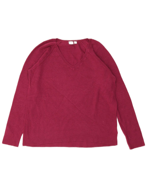 Gap Womens V-Neck Jumper Sweater UK 10 Small Pink Nylon