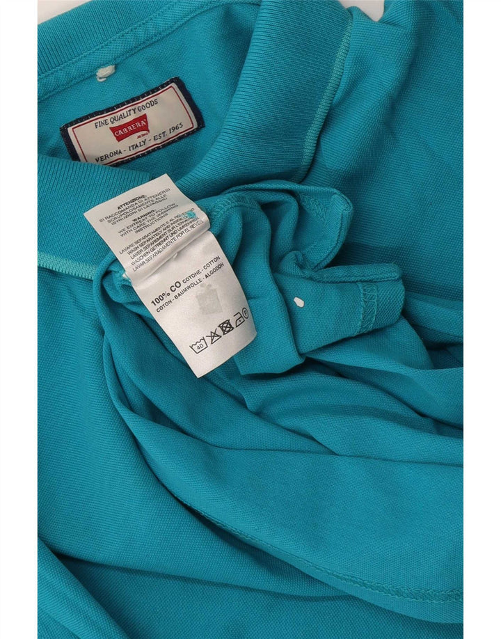 Polo Carrera Regular Para Hombre Algodón Azul Medio