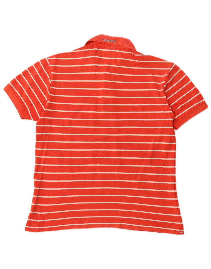LACOSTE Polo para hombre Talla 4 Algodón a rayas naranja mediano