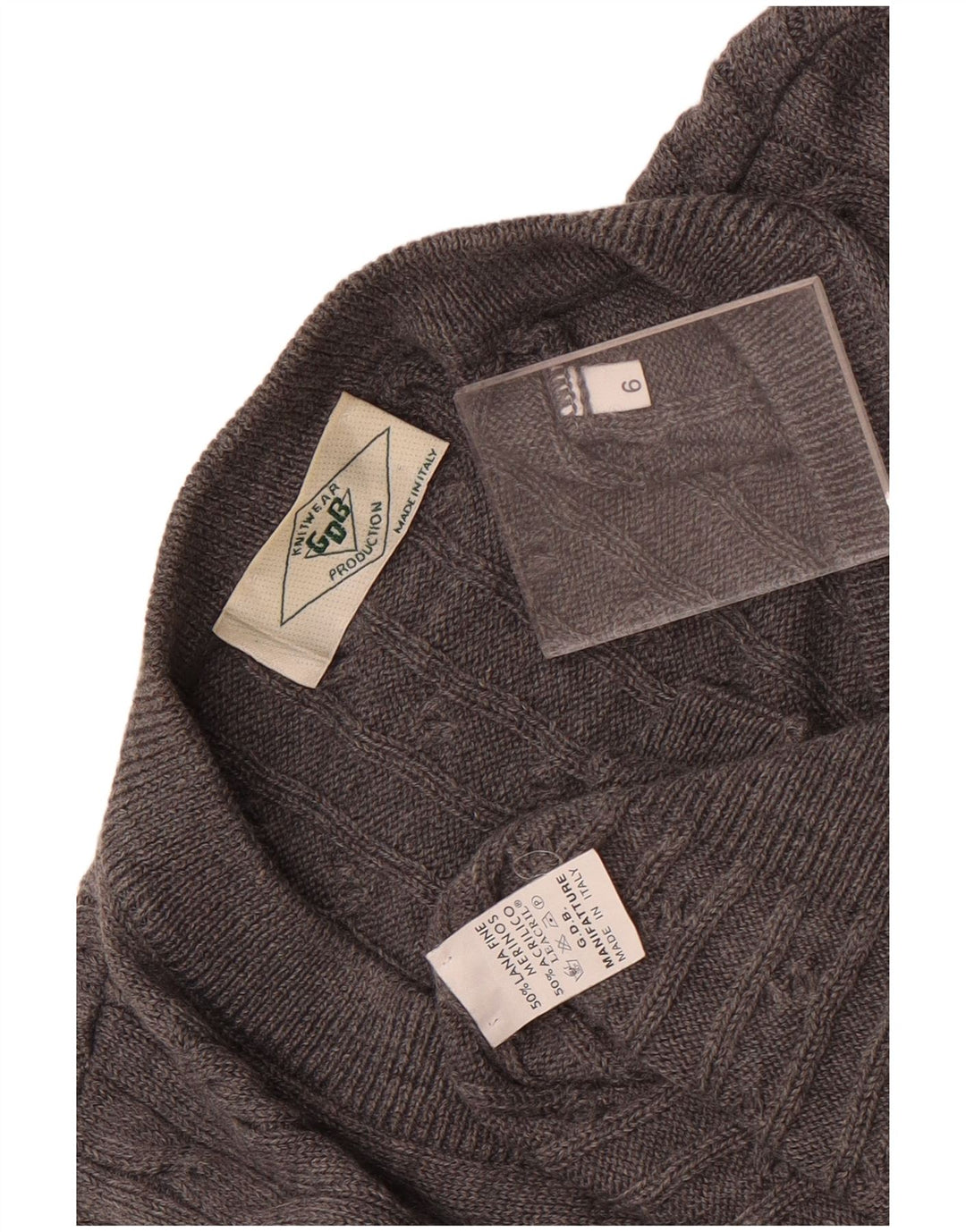 Vintage hombres Cardigan suéter grande lana gris