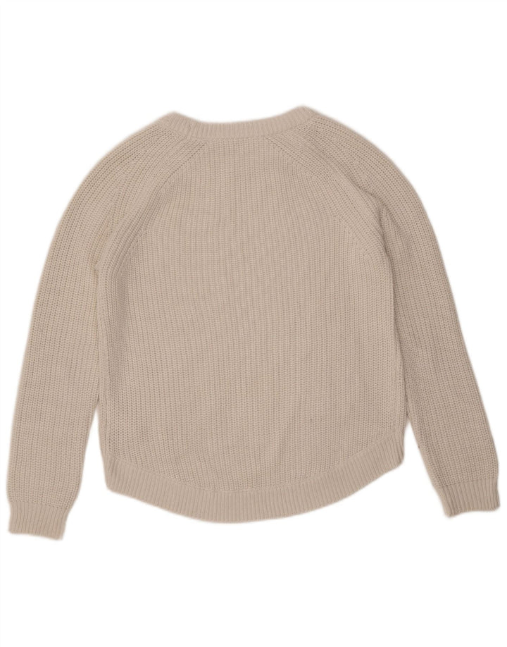 GUESS Suéter oversize con cuello barco para mujer UK 6 Small White Cotton