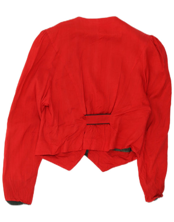 Vintage mujer crop 3 botones chaqueta blazer IT 44 corazón de acetato rojo medio