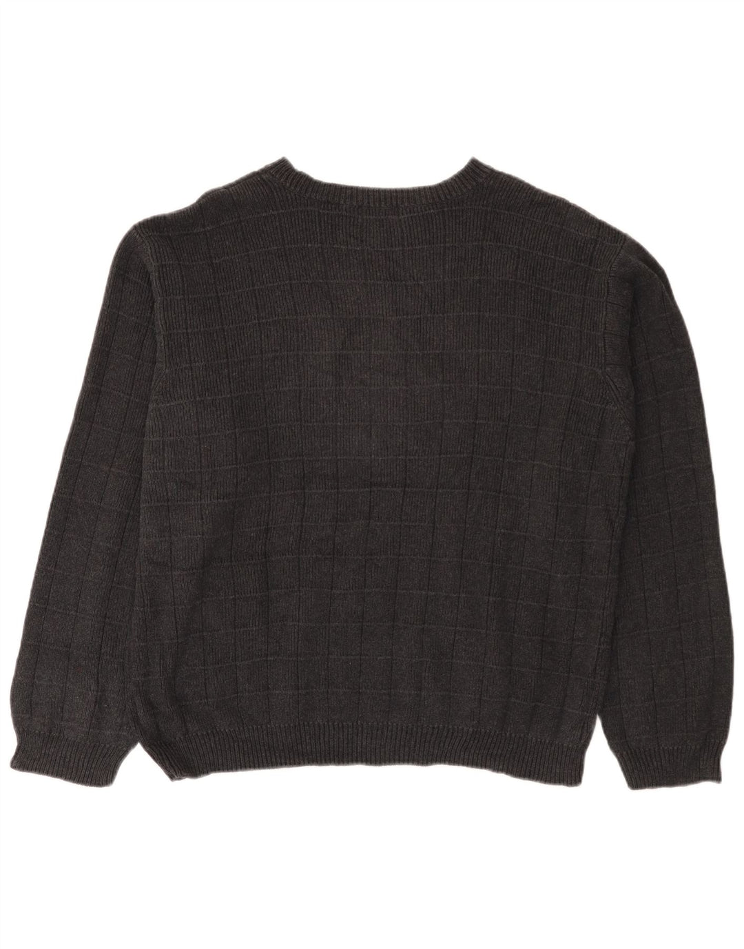 IZOD Jersey con cuello barco para hombre, jersey de algodón a cuadros gris grande