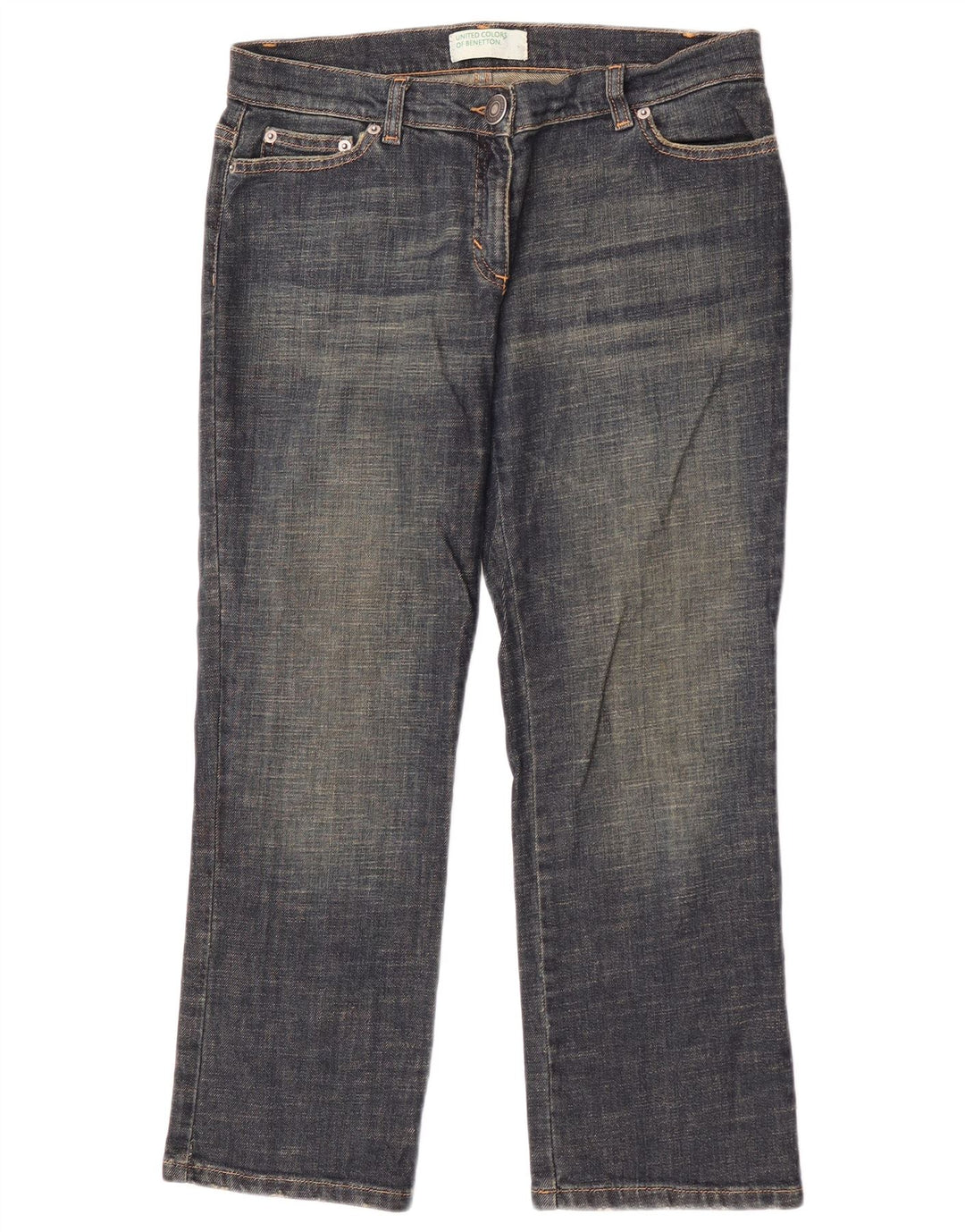 Vaqueros Cropped Mujer Benetton IT 44 Medium W30 L25 Azul Marino Algodón