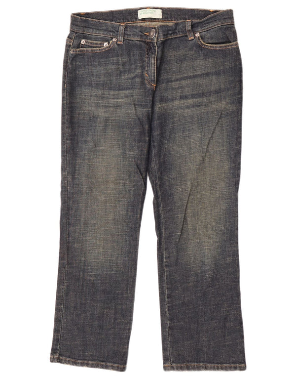 Vaqueros Cropped Mujer Benetton IT 44 Medium W30 L25 Azul Marino Algodón